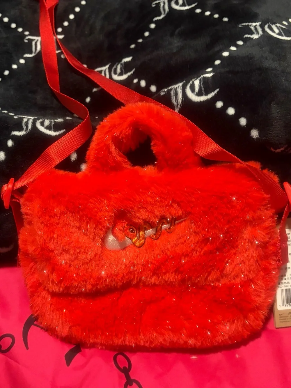 Nike Red Fuzzy Crossbody Bag